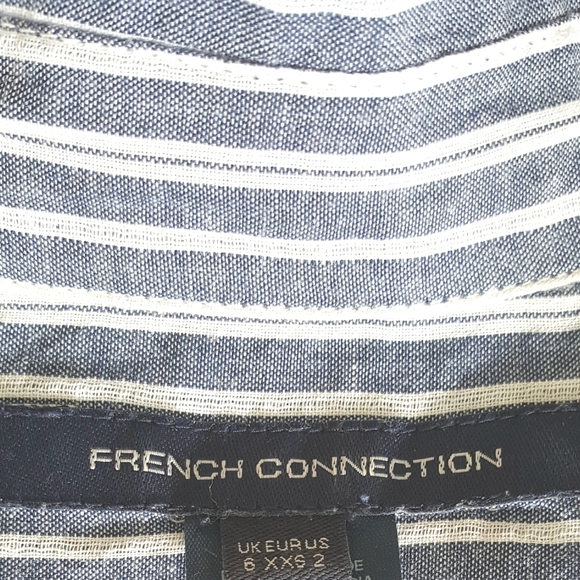 French Connection Cotton Blue White Stripe Shirtdress Jacket Small Nautical - Picture 9 of 12
